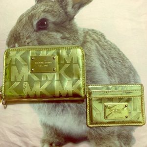 Michael kors metallic gold wallet &cardholder